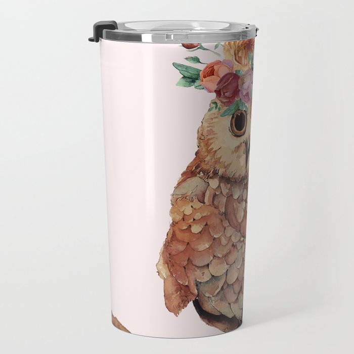 Owl with Flowers Travel Mug Gallery Image 3
