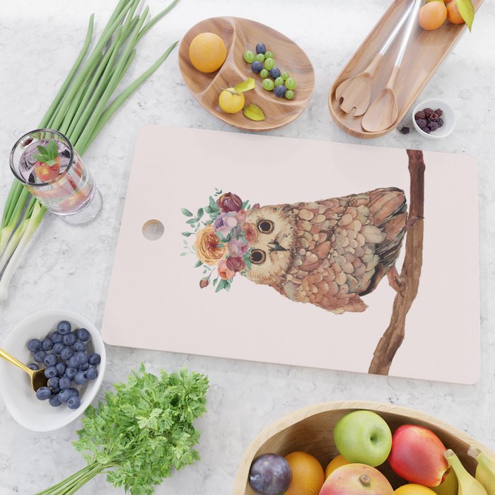 Owl with Flowers Cutting Board Gallery Image 2