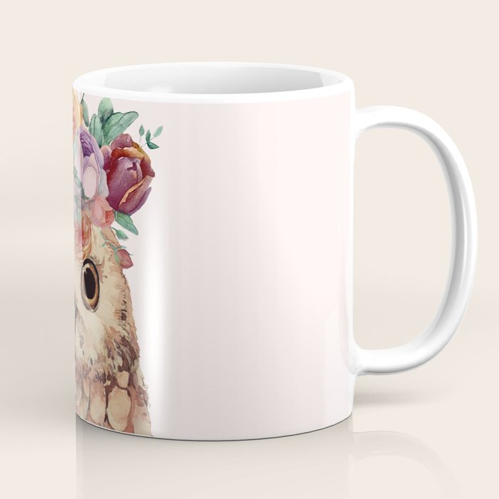 Owl with Flowers Coffee Mug Gallery Image 1