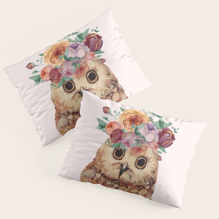 Owl with Flowers Pillow Sham Gallery Image 3