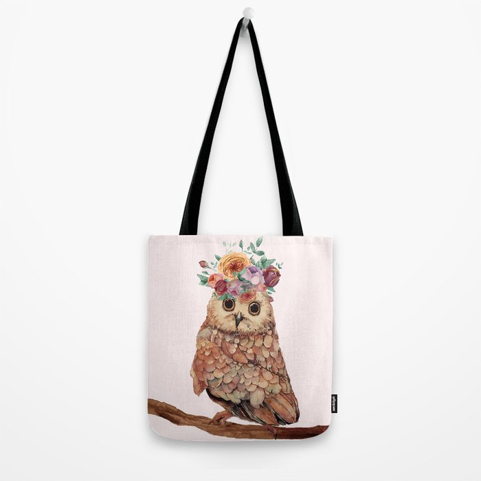 Owl with Flowers Tote Bag Gallery Image 2