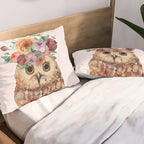 Owl with Flowers Pillow Sham Gallery Image 2