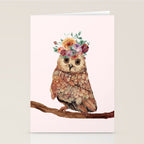 Owl with Flowers Stationery Card Gallery Image 2
