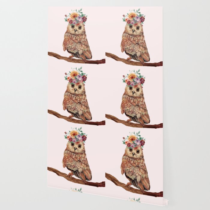 Owl with Flowers Wallpaper Gallery Image 2