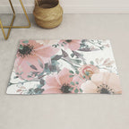 Watercolor, Blush Pink and Peach, Floral Prints Rug Gallery Image 1