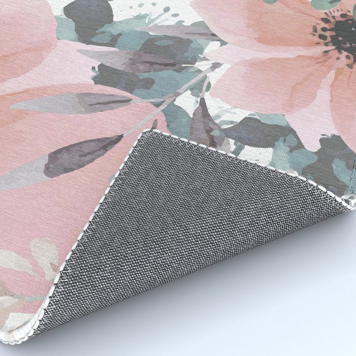 Watercolor, Blush Pink and Peach, Floral Prints Rug Gallery Image 4