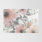 Watercolor, Blush Pink and Peach, Floral Prints Rug Gallery Image 2
