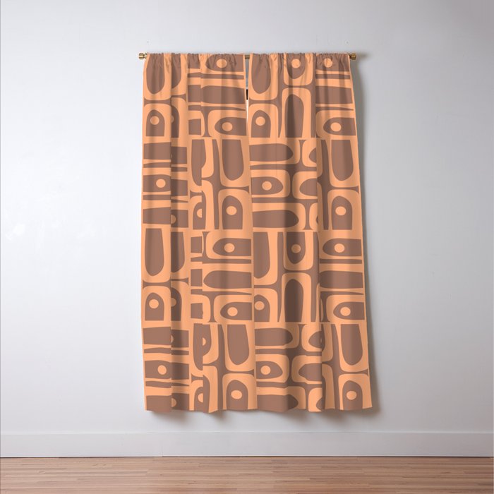 Midcentury Mod Piquet Inspired by PANTONE 17 1230 Color of the Year Mocha Mousse Window Curtain Gallery Image 3