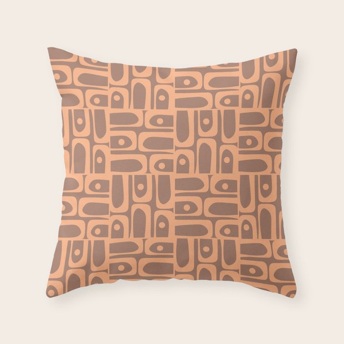 Midcentury Mod Piquet Inspired by PANTONE 17 1230 Color of the Year Mocha Mousse Throw Pillow Gallery Image 1