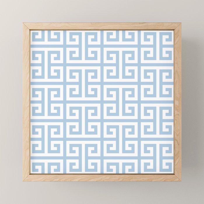 Large Light Blue Greek Key Pattern Mini Art Print Gallery Image 1