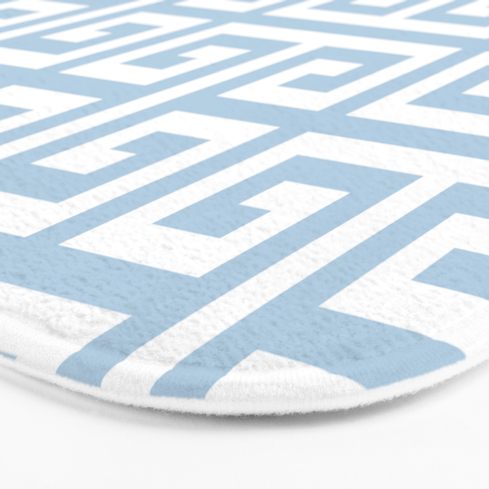 Large Light Blue Greek Key Pattern Bath Mat Gallery Image 3
