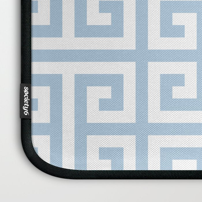 Large Light Blue Greek Key Pattern Laptop Sleeve Gallery Image 3