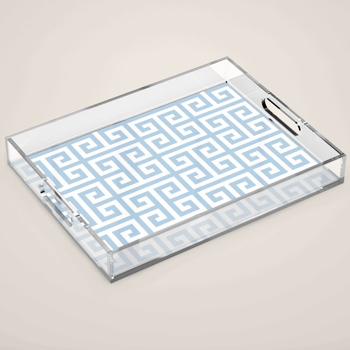 Large Light Blue Greek Key Pattern Acrylic Tray Gallery Image 1