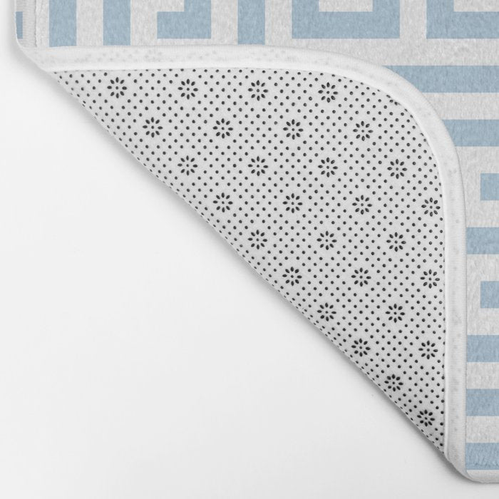 Large Light Blue Greek Key Pattern Bath Mat Gallery Image 2