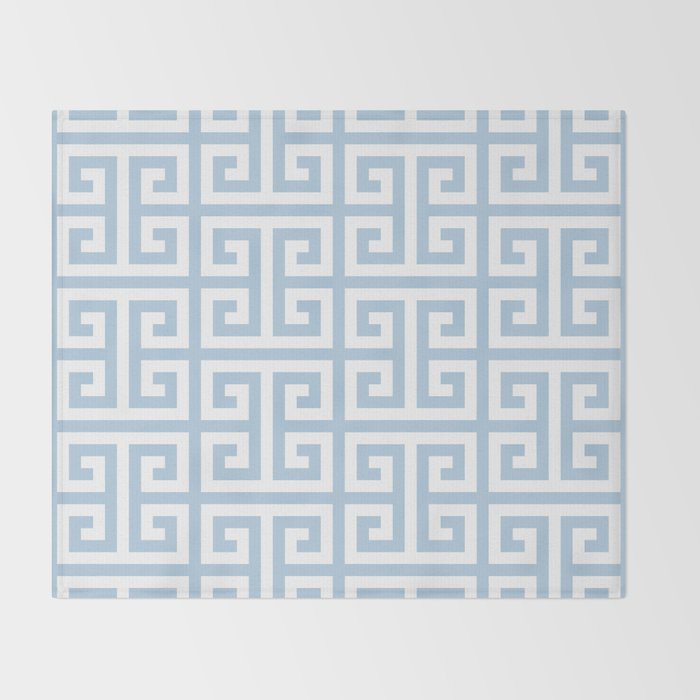Large Light Blue Greek Key Pattern Throw Blanket Gallery Image 2