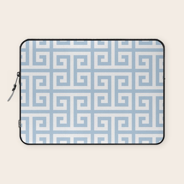 Large Light Blue Greek Key Pattern Laptop Sleeve Gallery Image 1