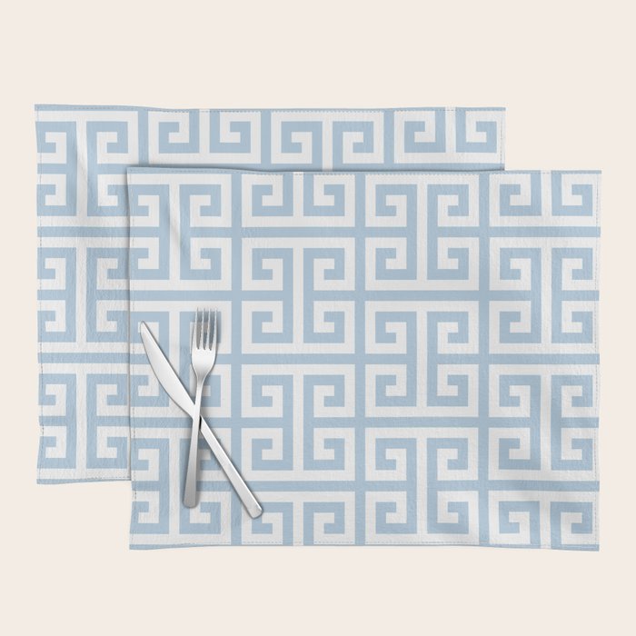 Large Light Blue Greek Key Pattern Placemat Gallery Image 1