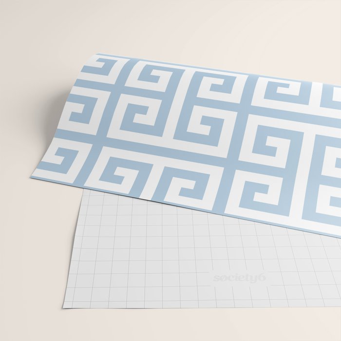 Large Light Blue Greek Key Pattern Wrapping Paper Gallery Image 2