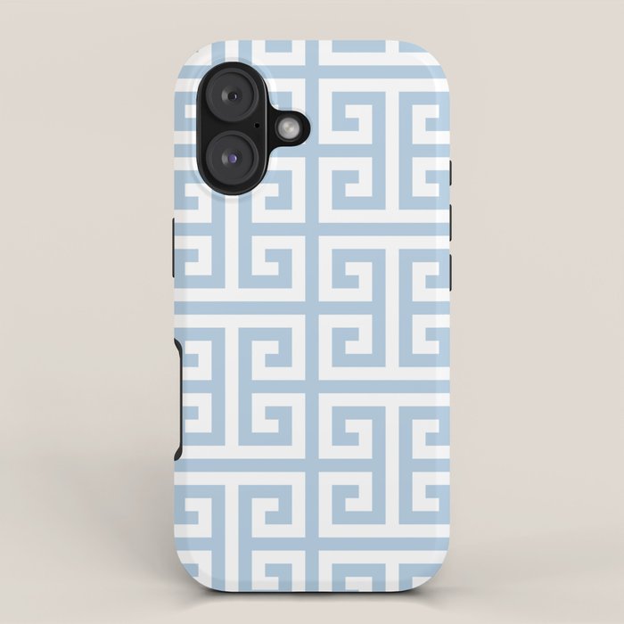 Large Light Blue Greek Key Pattern iPhone Case Gallery Image 1