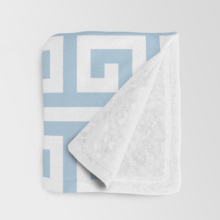 Large Light Blue Greek Key Pattern Throw Blanket Gallery Image 3