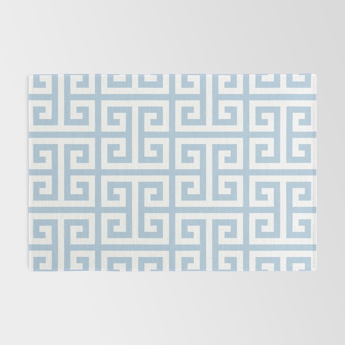 Large Light Blue Greek Key Pattern Rug Gallery Image 2