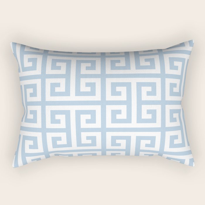 Large Light Blue Greek Key Pattern Rectangular Pillow Gallery Image 2