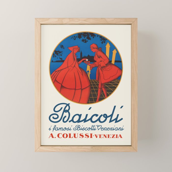 Vintage Italian Food Poster - Baicoli venetian biscuit, 1940s  Mini Art Print Gallery Image 1