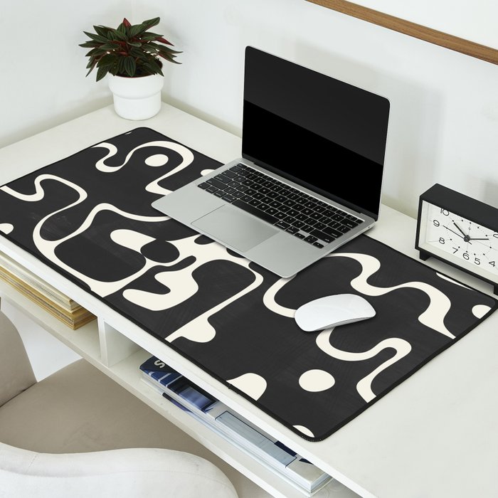 Minimal Abstract Maze - Noir Desk Mat Gallery Image 2
