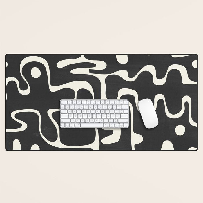 Minimal Abstract Maze - Noir Desk Mat Gallery Image 1