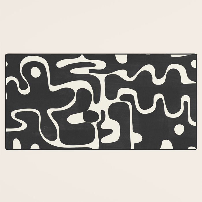 Minimal Abstract Maze - Noir Desk Mat Gallery Image 3