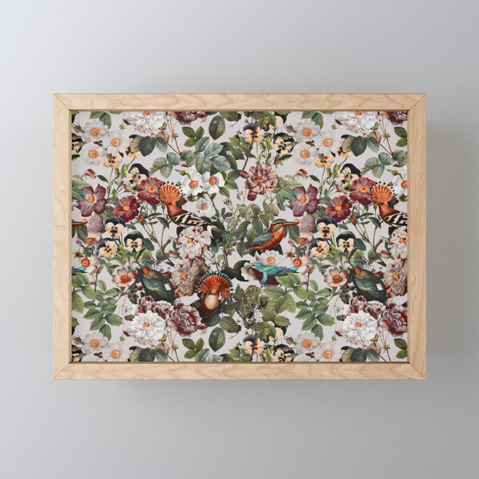 Floral Symphony with Birds Mini Art Print Gallery Image 1