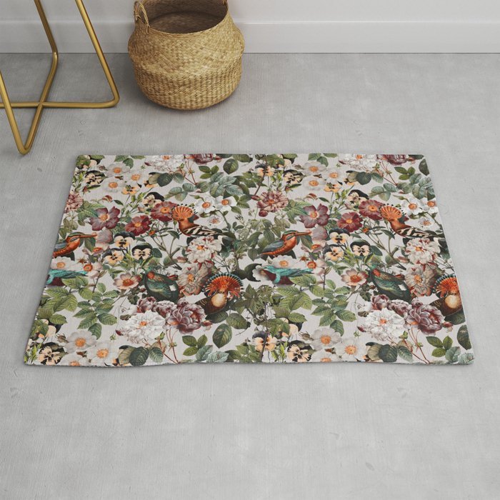 Floral Symphony with Birds Rug Gallery Image 1