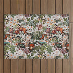 Floral Symphony with Birds Outdoor Rug Gallery Image 1