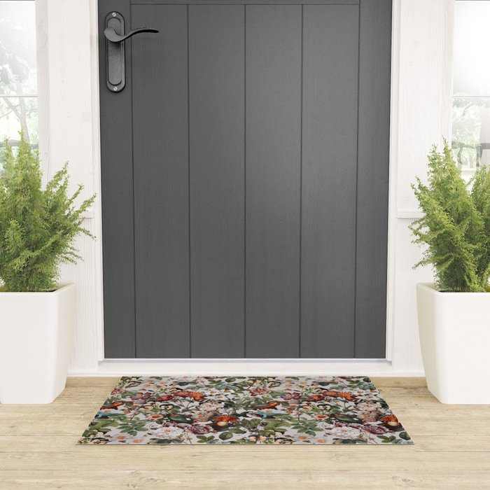 Floral Symphony with Birds Welcome Mat Gallery Image 3