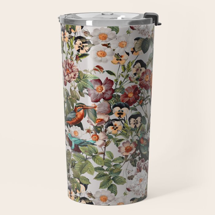 Floral Symphony with Birds Travel Mug Gallery Image 2