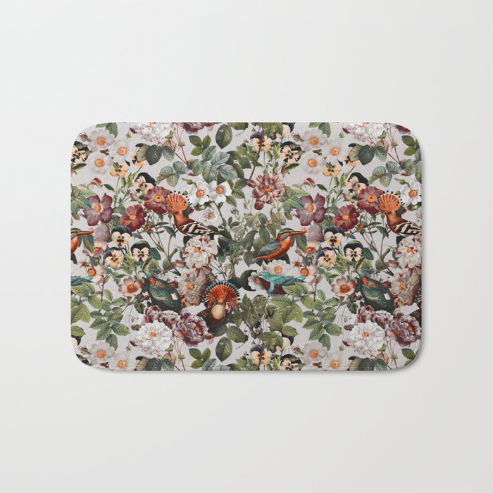 Floral Symphony with Birds Bath Mat Gallery Image 1