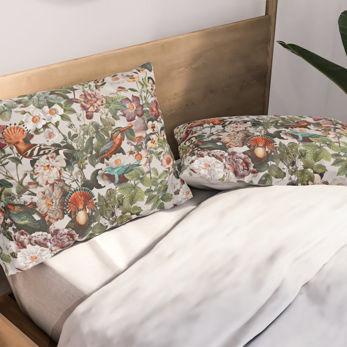 Floral Symphony with Birds Pillow Sham Gallery Image 2