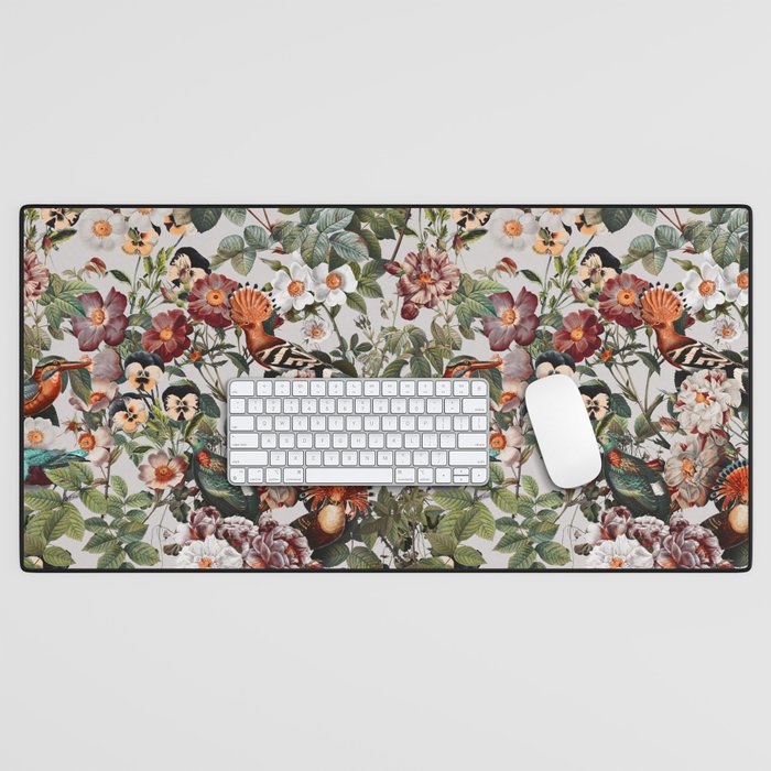 Floral Symphony with Birds Desk Mat Gallery Image 1