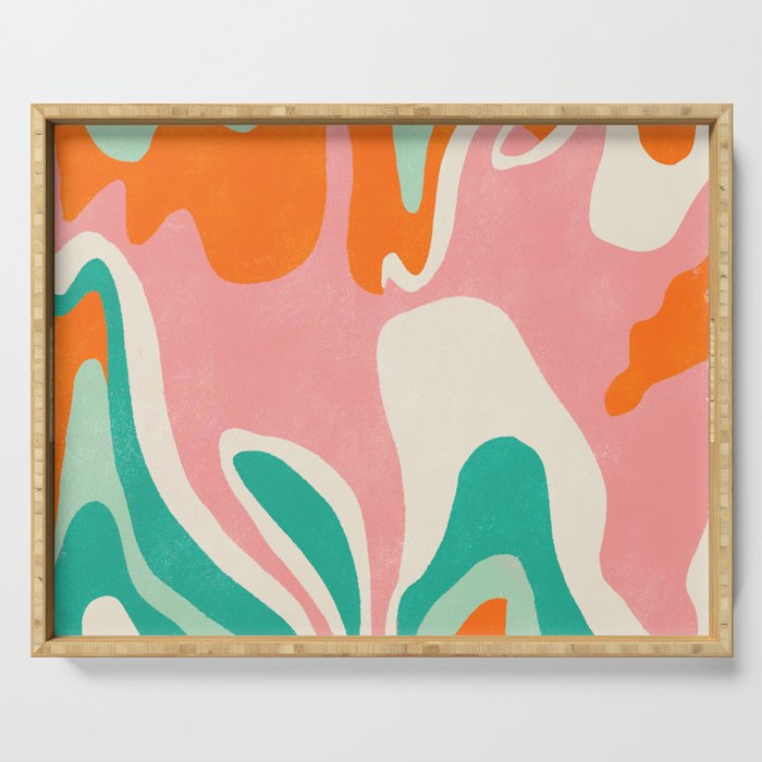 psychedelic fleurs Serving Tray Gallery Image 1
