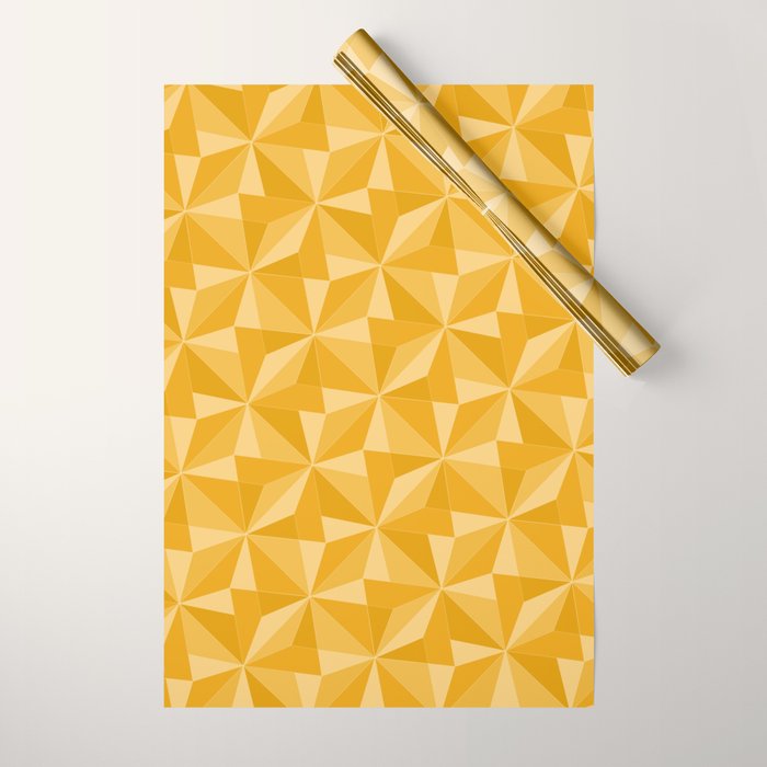 Kaleidoscope Tile Pattern XI Golden Yellow Tones Wrapping Paper Gallery Image 1