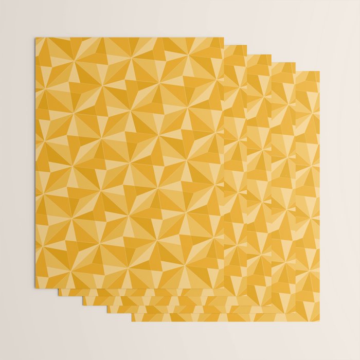 Kaleidoscope Tile Pattern XI Golden Yellow Tones Wrapping Paper Gallery Image 3