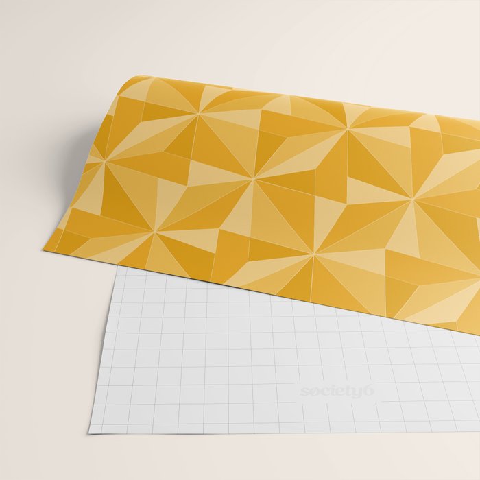 Kaleidoscope Tile Pattern XI Golden Yellow Tones Wrapping Paper Gallery Image 2
