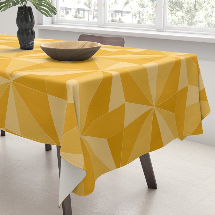 Kaleidoscope Tile Pattern XI Golden Yellow Tones Tablecloth Gallery Image 3