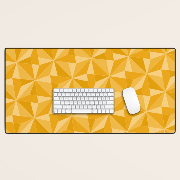 Kaleidoscope Tile Pattern XI Golden Yellow Tones Desk Mat Gallery Image 1
