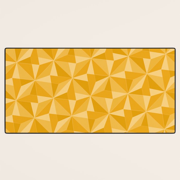 Kaleidoscope Tile Pattern XI Golden Yellow Tones Desk Mat Gallery Image 3