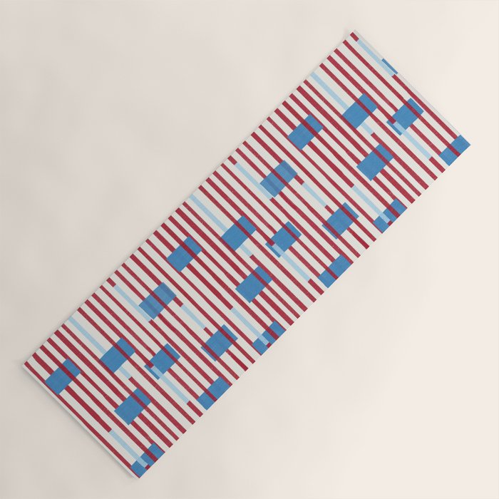 Playful Stripes and Blocks Geometric Pattern Yoga Mat Gallery Image 1