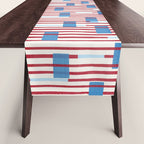 Playful Stripes and Blocks Geometric Pattern Table Runner Gallery Image 1