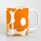 Orange Retro Flowers White Background #decor #society6 #buyart Coffee Mug Gallery Image 1