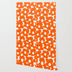 Orange Retro Flowers White Background #decor #society6 #buyart Wallpaper Gallery Image 2