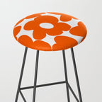 Orange Retro Flowers White Background #decor #society6 #buyart Stool Gallery Image 2
